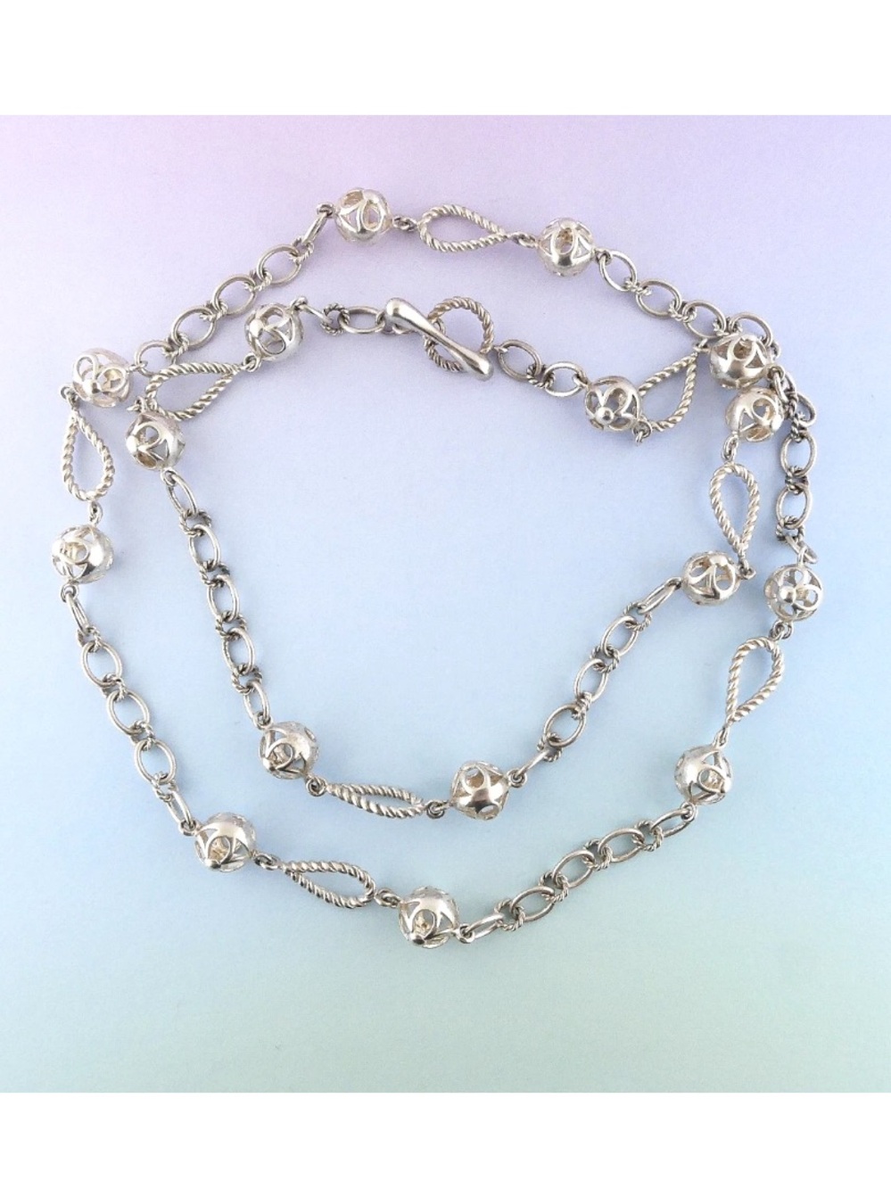 Sterling Silver Fancy Ornate 32" Long Layering Chain Necklace | 47.1 grams